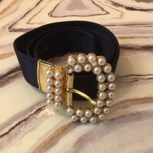 Vintage Olpan Navy Faux Pearl Belt